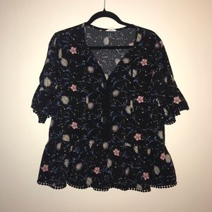 Caslon black floral blouse